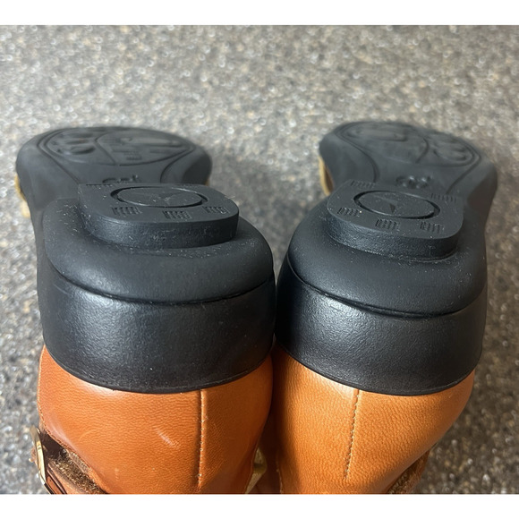 Gravity Defyer Sandals Gold/Brown Womens Sz 7M Leather Ankle Strap Open Toe Snap - Picture 8 of 11